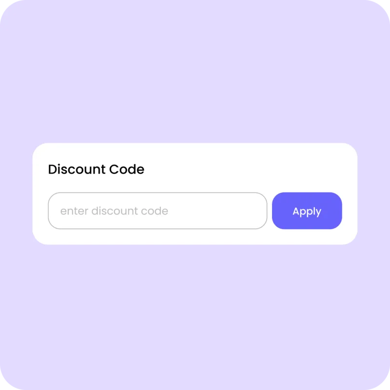 Discount code entry field with apply button