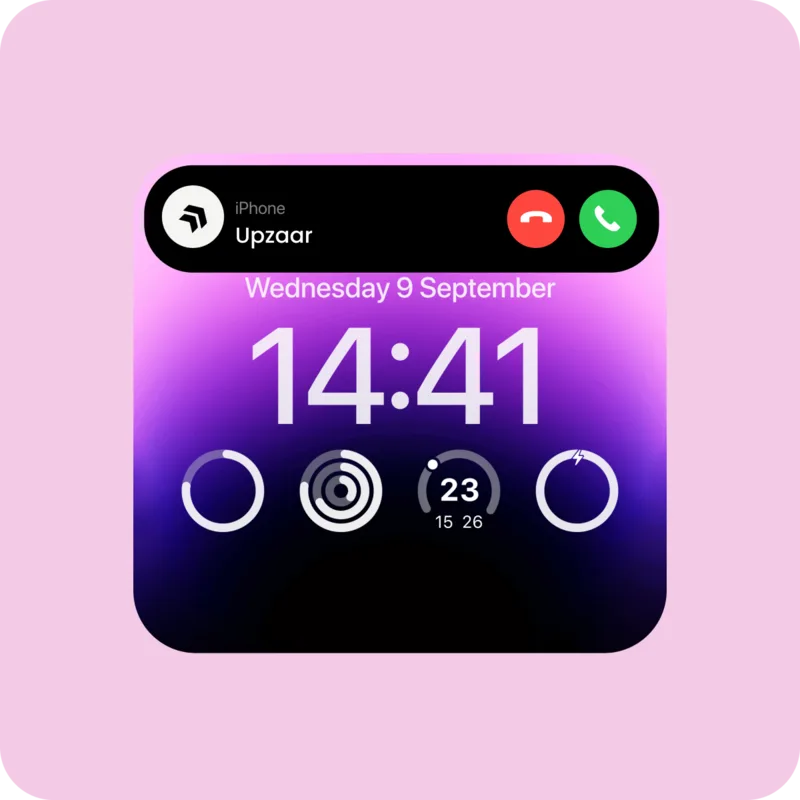 Incoming call screen from Upzaar